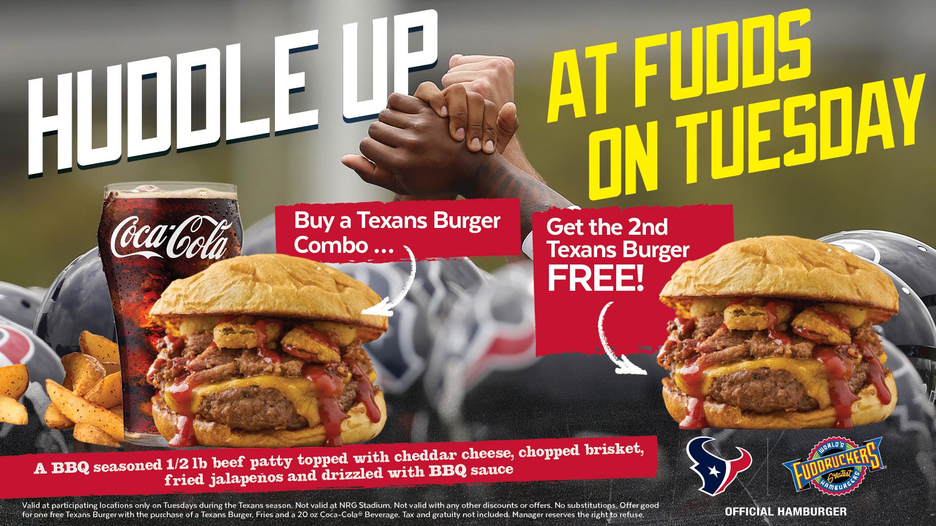 Buy a Texans Burger Combo... Get the 2nd Texans Burger FREE!